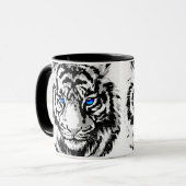 Siberian White Tiger Head - Tiger Blue Eyes Coffee Mok (Voorkant links)