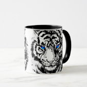 Siberian White Tiger Head - Tiger Blue Eyes Coffee Mok (Voorkant rechts)