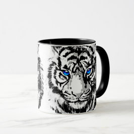 Siberian White Tiger Head - Tiger Blue Eyes Coffee Mok
