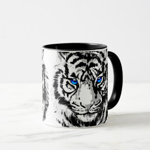Siberian White Tiger Head - Tiger Blue Eyes Coffee Mok