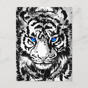 Siberian White Tiger Head - Tiger Blue Eyes Feestdagenkaart