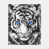 Siberian White Tiger Head - Tiger Blue Eyes Fleece Deken (Voorkant)