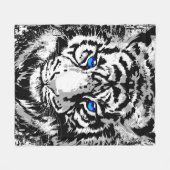 Siberian White Tiger Head - Tiger Blue Eyes Fleece Deken (Voorkant (Horizontaal))