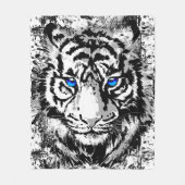 Siberian White Tiger Head - Tiger Blue Eyes Fleece Deken (Voorkant)