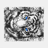 Siberian White Tiger Head - Tiger Blue Eyes Fleece Deken (Voorkant (Horizontaal))