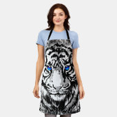 Siberian White Tiger Head - Tiger Blue Eyes Schort (Gedragen)