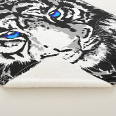 Siberian White Tiger Head - Tiger Blue Eyes Sherpa Deken (3/4)