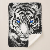 Siberian White Tiger Head - Tiger Blue Eyes Sherpa Deken (Voorkant)