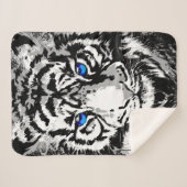 Siberian White Tiger Head - Tiger Blue Eyes Sherpa Deken (Voorkant (horizontaal))