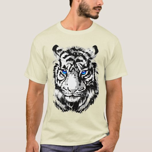 Siberian White Tiger Head - Tiger Blue Eyes T-Shir T-shirt (Voorkant)