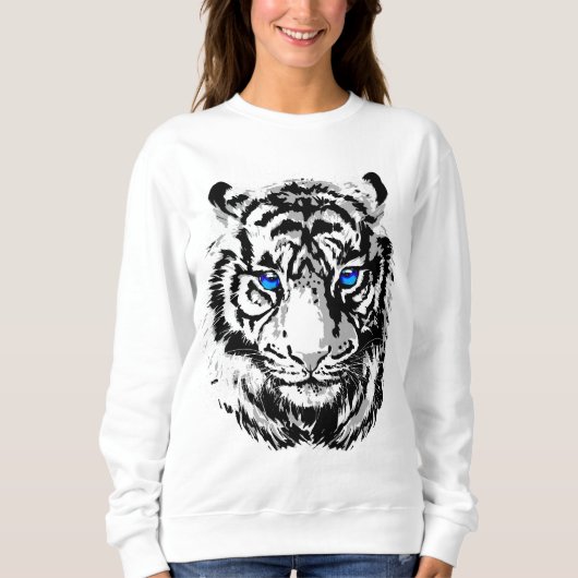 Siberian White Tiger Head - Tiger Blue Eyes Trui (Voorkant)