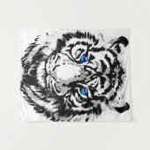 Siberian White Tiger Head - Tiger Blue Eyes Wandkleed (Voorkant (horizontaal))