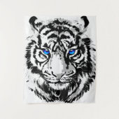 Siberian White Tiger Head - Tiger Blue Eyes Wandkleed (Voorkant)