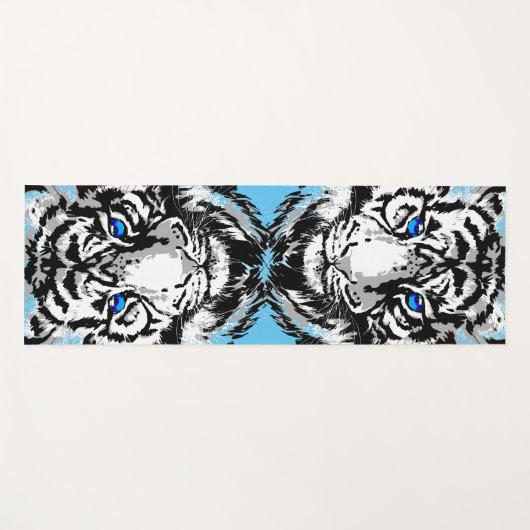 Siberian White Tiger Head - Tiger Blue Eyes Yogamat (Voorkant (horizontaal))