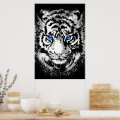 Siberian White Tiger Head - Tiger Poster Blue Eyes (Keuken)