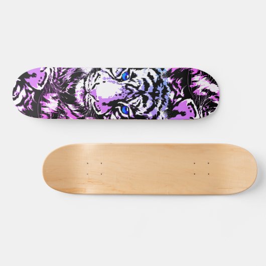 Siberian White Tiger Head - Tiger Skateboard Blue (Horizontaal)