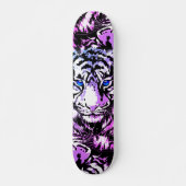 Siberian White Tiger Head - Tiger Skateboard Blue (Voorkant)