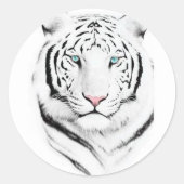 Siberian White Tiger Ronde Sticker (Voorkant)
