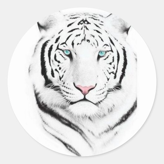 Siberian White Tiger Ronde Sticker (Voorkant)