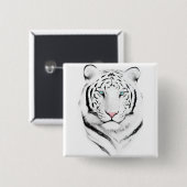 Siberian White Tiger Vierkante Button 5,1 Cm (Voorkant /achterkant)
