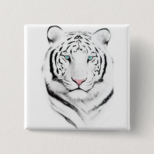 Siberian White Tiger Vierkante Button 5,1 Cm (Voorkant)
