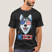 Siberië Husky , 4 juli Merica Mannen vrouwen Ameri T-shirt (Voorkant)