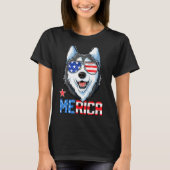 Siberië Husky , 4 juli Merica Mannen vrouwen Ameri T-shirt (Voorkant)