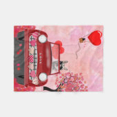 Siberië Husky Driving Car with Hearts Fleece Deken (Voorkant (Horizontaal))