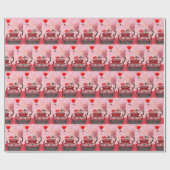 Siberië Husky Driving Car with Hearts Valentijns Cadeaupapier (Vlak)