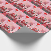 Siberië Husky Driving Car with Hearts Valentijns Cadeaupapier (Hoek)