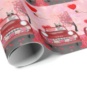 Siberië Husky Driving Car with Hearts Valentijns Cadeaupapier (Rol Hoek)