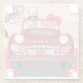 Siberië Husky Driving Car with Hearts Valentijns Glazen Onderzetter (Achterkant)