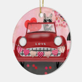 Siberië Husky Driving Car with Hearts Valentijns Keramisch Ornament (Links)