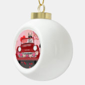 Siberië Husky Driving Car with Hearts Valentijns Keramische Bal Ornament (Rechts)