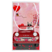 Siberië Husky Driving Car with Hearts Valentijns Klein Cadeauzakje (Achterkant)
