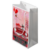 Siberië Husky Driving Car with Hearts Valentijns Klein Cadeauzakje (Voorkant Gekanteld)