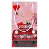 Siberië Husky Driving Car with Hearts Valentijns Klein Cadeauzakje (Voorkant)