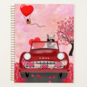 Siberië Husky Driving Car with Hearts Valentijns Planner (Voorkant)