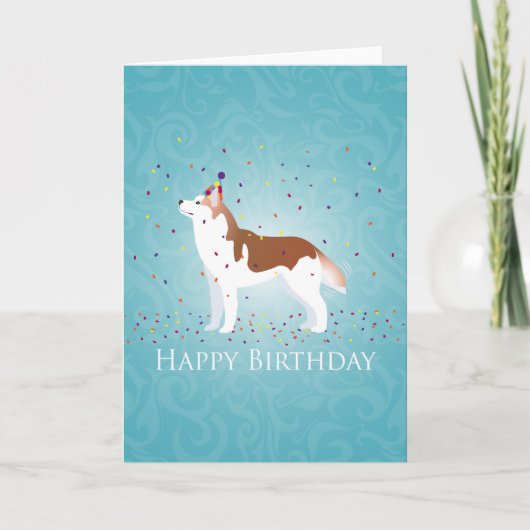 Siberië Husky - Rood - Happy Birthday Design Kaart (Voorkant)
