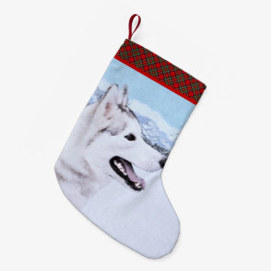 Siberië Husky (zilver en wit) schilderende hond k Kleine Kerstsok