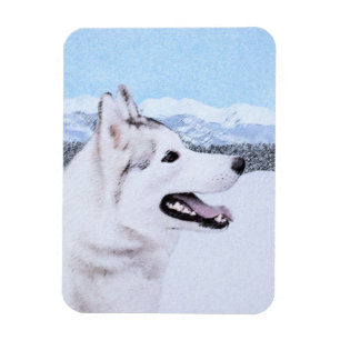 Siberië Husky (zilver en wit) schilderende hond k Magneet