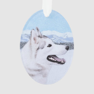 Siberië Husky (zilver en wit) schilderende hond k Ornament