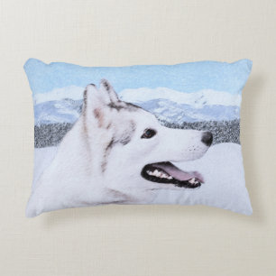 Siberië Husky (zilver en wit) schilderende hond ku Accent Kussen