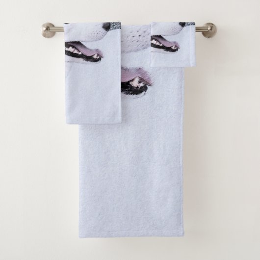 Siberië Husky (zilver en wit) schilderende hond ku Bad Handdoek (Insitu)