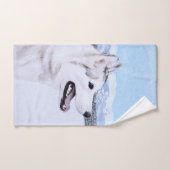 Siberië Husky (zilver en wit) schilderende hond ku Bad Handdoek (Handdoek)