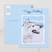 Siberië Husky (zilver en wit) schilderende hond ku Briefkaart (Voorkant / Achterkant)