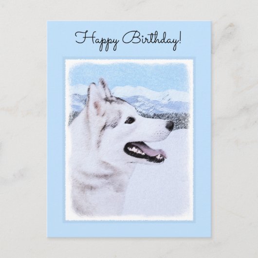 Siberië Husky (zilver en wit) schilderende hond ku Briefkaart (Voorkant)