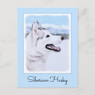 Siberië Husky (zilver en wit) schilderende hond ku Briefkaart