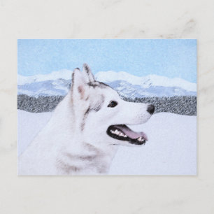 Siberië Husky (zilver en wit) schilderende hond ku Briefkaart