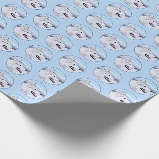Siberië Husky (zilver en wit) schilderende hond ku Cadeaupapier (Hoek)
